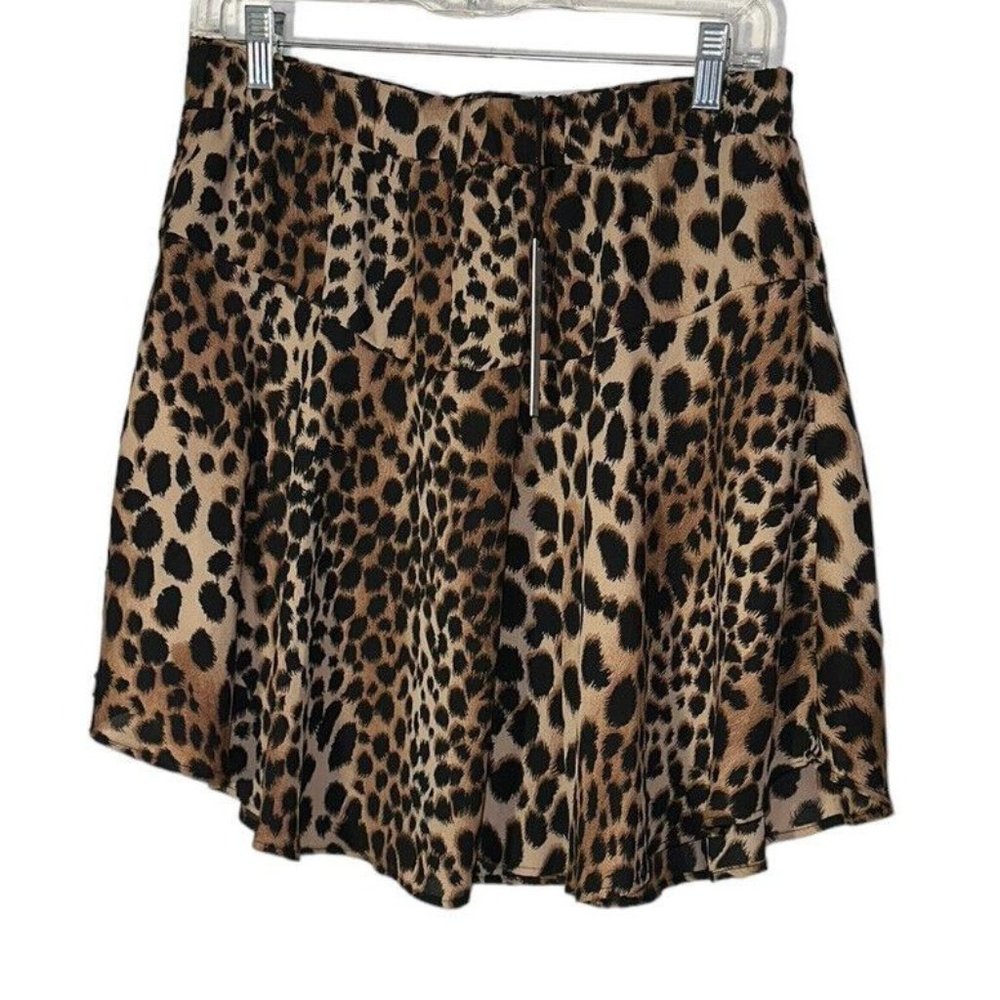 NWT Three Eighty Two Isla Mini Skirt Size M Brown Black Animal Print